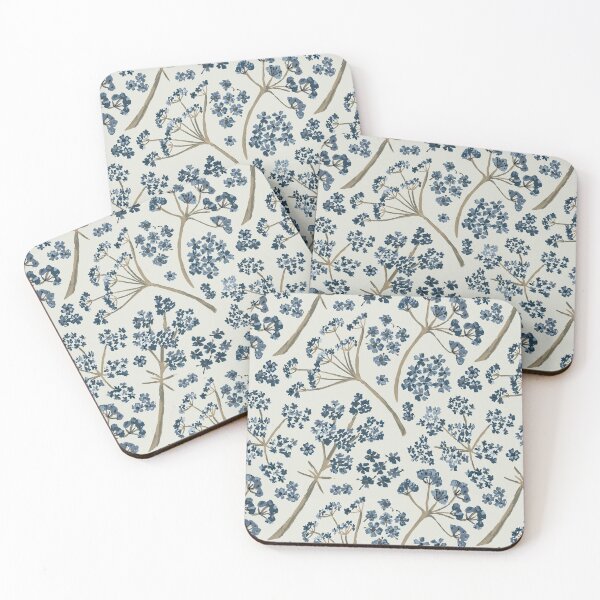 Item preview, Shades of Blue Watercolor Stem Caraway Floral Pattern designed and sold by StudioPosies.
