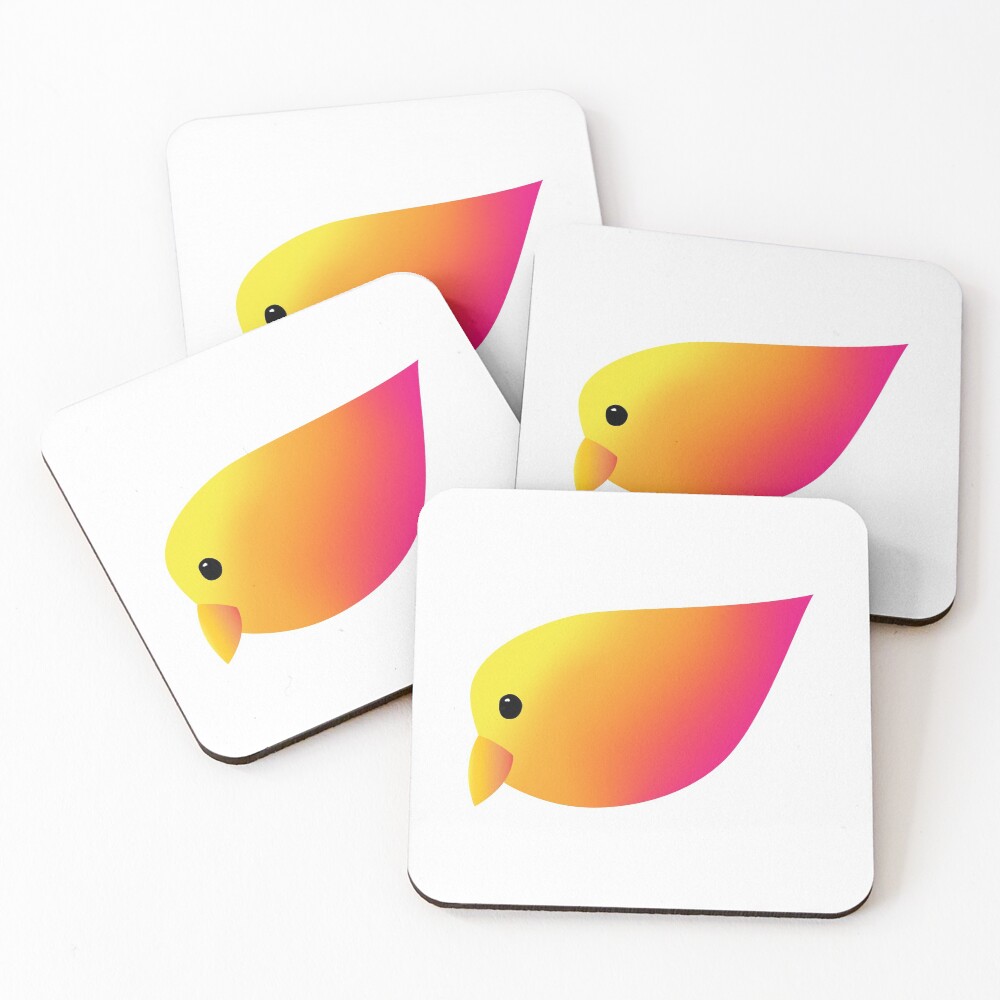 Yellow-Red Gradient Lovebird Coasters (Set of 4)