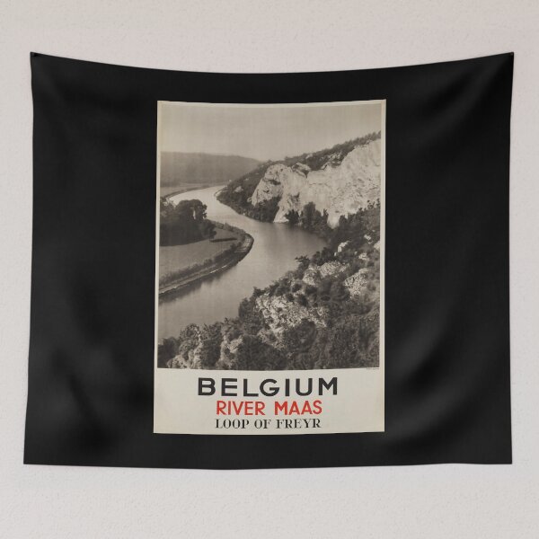 Item preview, Belgium River Maas vintage travel poster designed and sold by stickart-marek.
