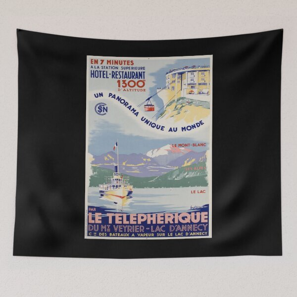 Item preview, Telepherique Mt Veyrier vintage travel poster designed and sold by stickart-marek.