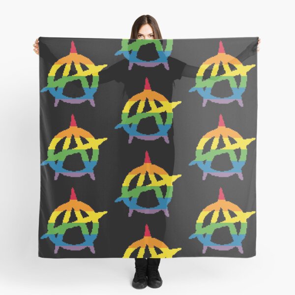 Rainbow Pride Anarchy Symbol Cross Stitch Pixel Art Scarf
