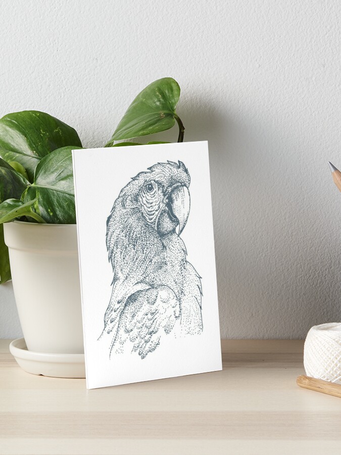 Macaw Hand Drawn Bird Animal Pointillism | Art Board Print