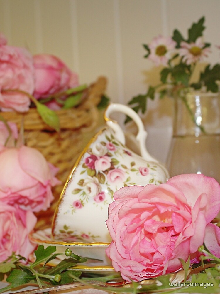Teacup and Rose Still Life 1 by wallarooimages