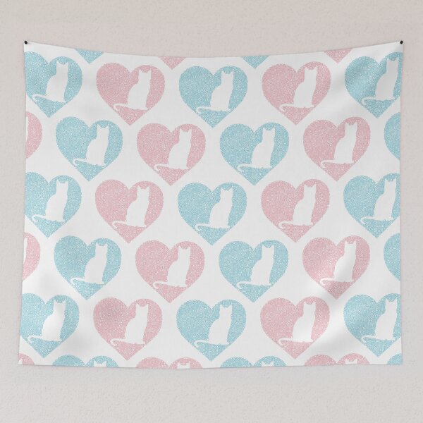 Item preview, Cats In Blue And Pink Hearts Circle Design designed and sold by Pierre Bernard Jr.