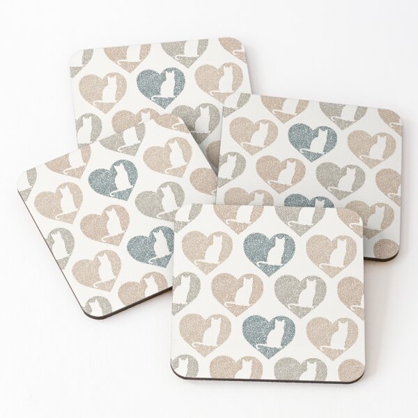 Item preview, Cats In Neutral Brown And Blue Hearts Circle Design designed and sold by Pierre Bernard Jr.