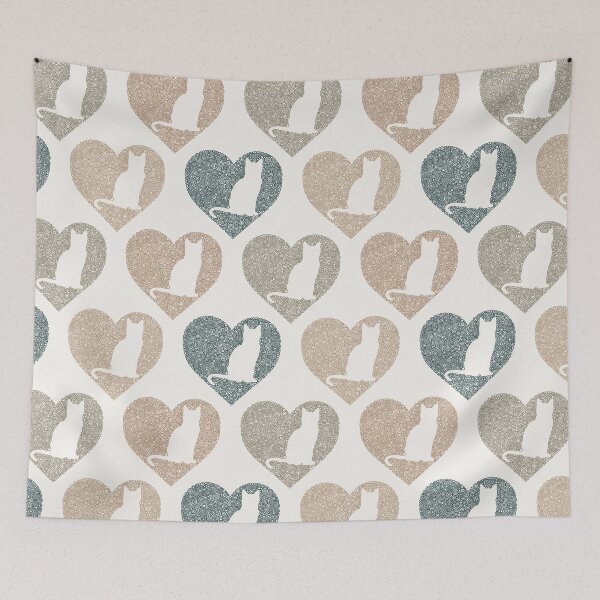 Item preview, Cats In Neutral Brown And Blue Hearts Circle Design designed and sold by Pierre Bernard Jr.
