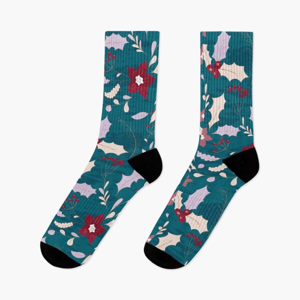 Item preview, Wood Brown and Pine Blue Winter Floral Flower Pattern designed and sold by digitalvintage.