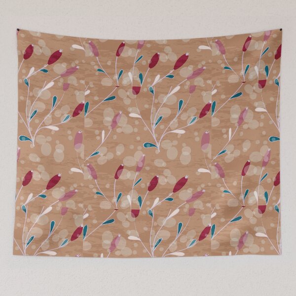 Item preview, Wood Brown and Pine Blue Winter Floral Flower Pattern designed and sold by digitalvintage.