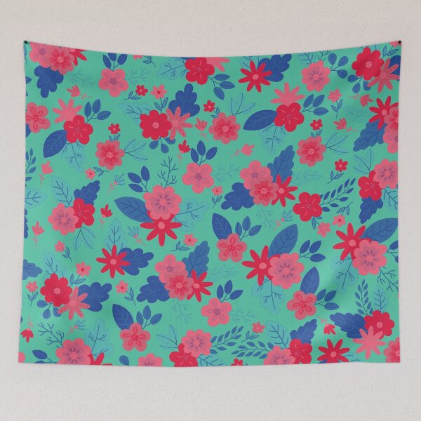 Item preview, Floral Ethnic Print Classic Design - Biscay Green (Blue, Crimson, Violet Red) designed and sold by AudaciousGB.