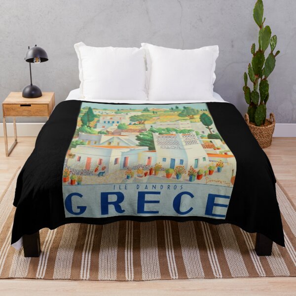 Item preview, Ile Androus Grece vintage travel poster designed and sold by stickart-marek.