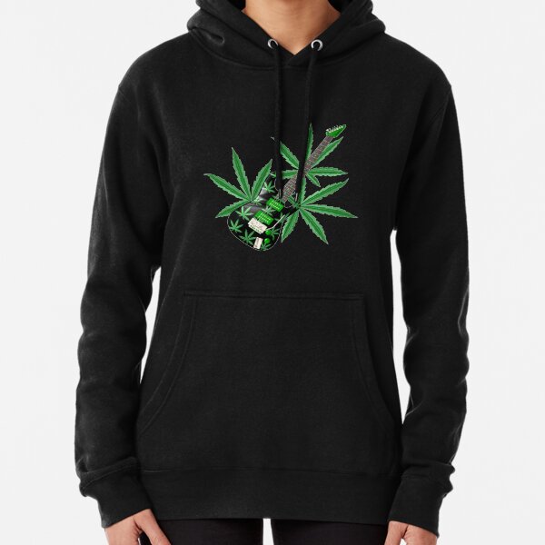 Cannabis leaf guitar by Valxart Pullover Hoodie
