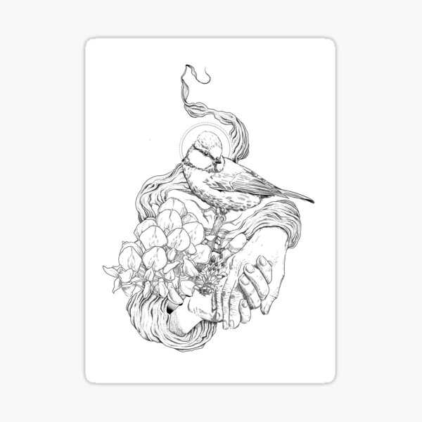 Blue Tit Wisteria Sticker