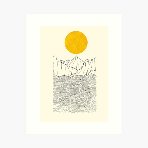 Aperçu de l'œuvre Les falaises sous le soleil géant créée et vendue par Swadeillustrations.