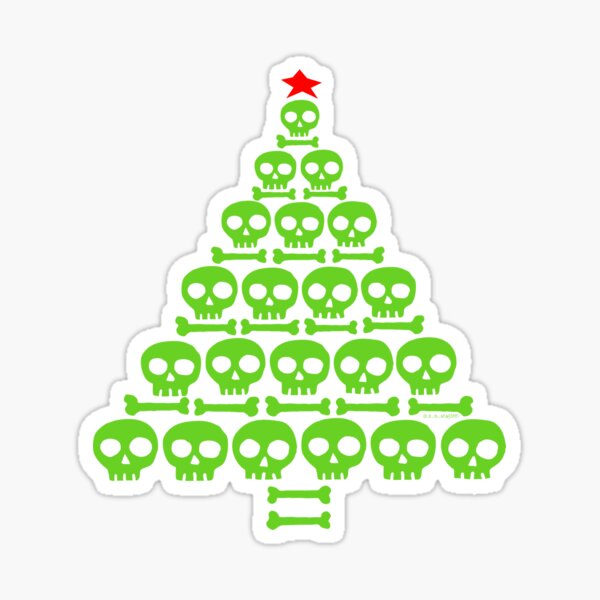 Green Skull and Bones Christmas Tree Sticker