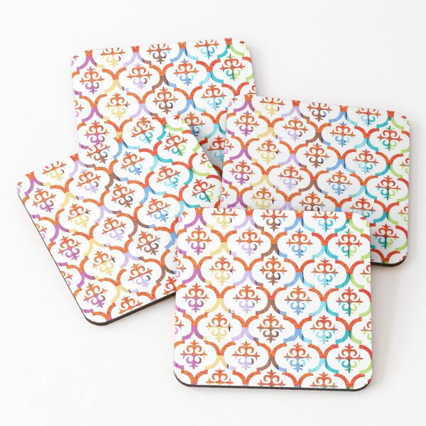 Item preview, Orange Multicolor  Moroccan Quatrefoil Modern Design  designed and sold by RabiaDesigns.