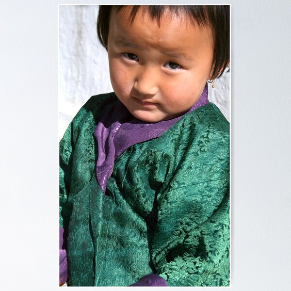 Item preview, Young girl wearing a Kira, Thimphu Bhutan designed and sold by LeighBlake.