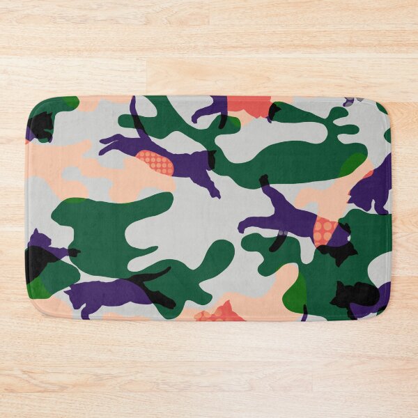 Item preview, CATS LEAPING GREEN CAMO PATTERN MASK designed and sold by aydapadi.