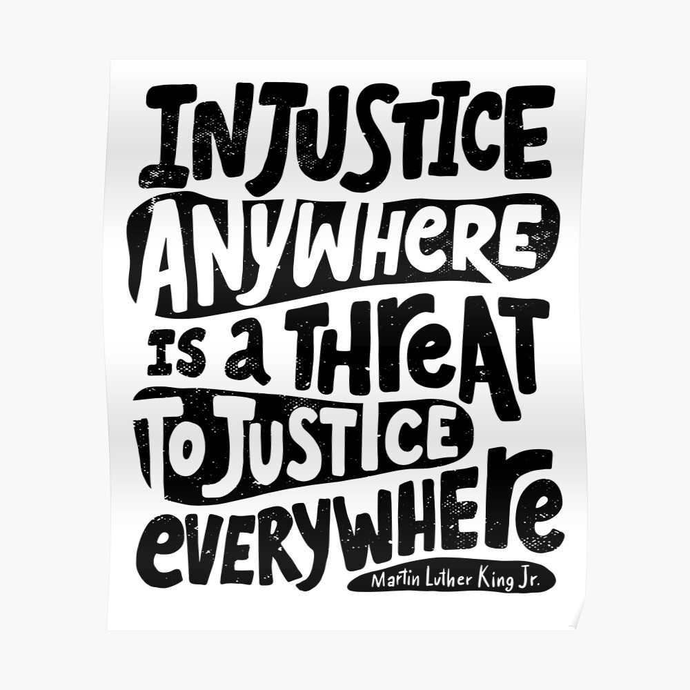18x24 Red Martin Luther King Jr Poster Quote Injustice Anywhere Is Threat to Justice Everywhere Art Print 