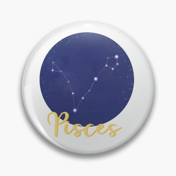 Item preview, pisces Star sign constellation design with pisces in yellow calligraphy underneath designed and sold by Jenny Romeril.
