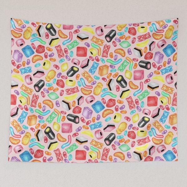 Item preview, Rainbow Diet - a colorful assortment of hand-drawn candy on pale pink designed and sold by Perrin Le Feuvre.