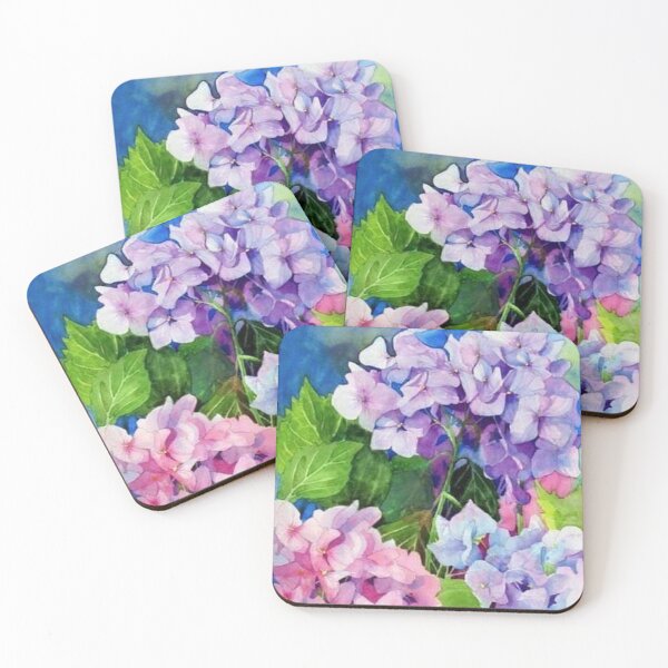 Item preview, Blue, pink and purple hydrangea watercolour designed and sold by coolkatia.