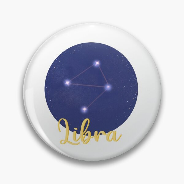 Item preview, Libra star sign constellation design with Libra in yellow calligraphy underneath designed and sold by Jenny Romeril.