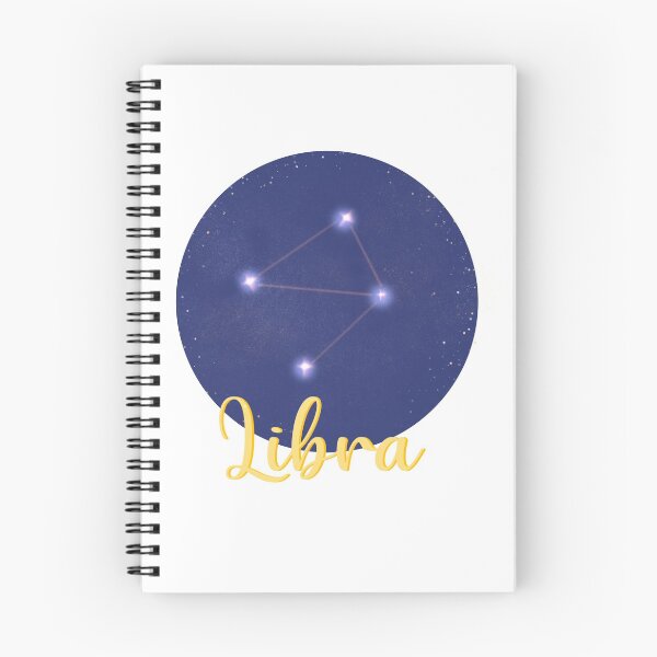 Item preview, Libra star sign constellation design with Libra in yellow calligraphy underneath designed and sold by Jenny Romeril.