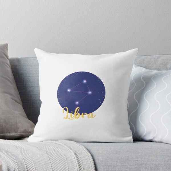 Item preview, Libra star sign constellation design with Libra in yellow calligraphy underneath designed and sold by Jenny Romeril.