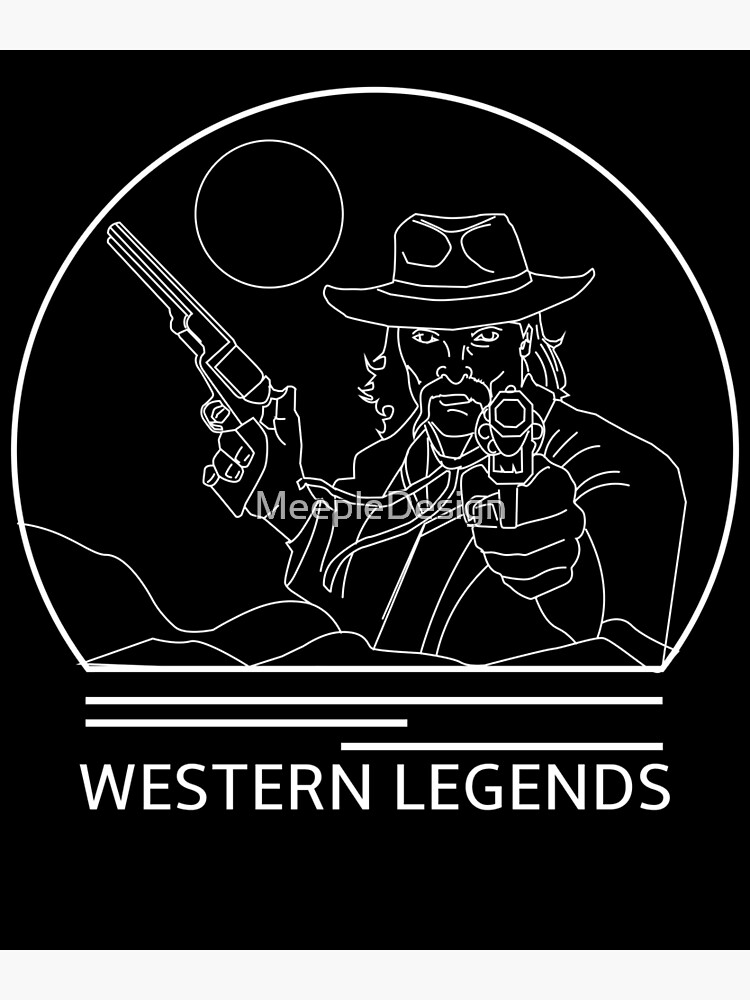 "Western Legends Minimalist Line Drawing Board Game Inspired Graphic