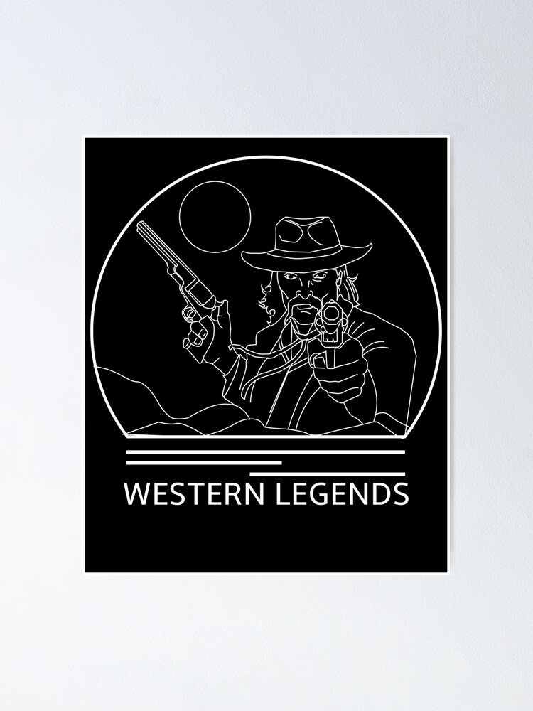 "Western Legends Minimalist Line Drawing Board Game Inspired Graphic