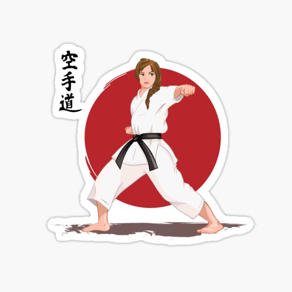 Mujer haciendo Karate Pegatina