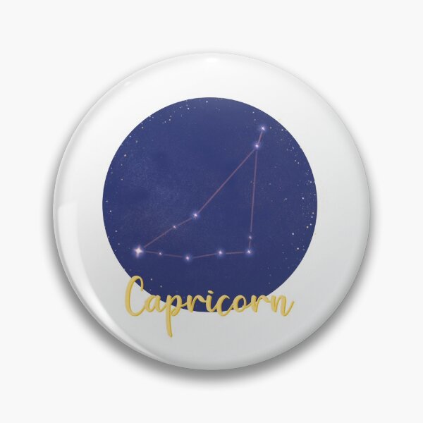 Item preview, Capricorn star sign constellation design with Capricorn in yellow calligraphy underneath designed and sold by Jenny Romeril.