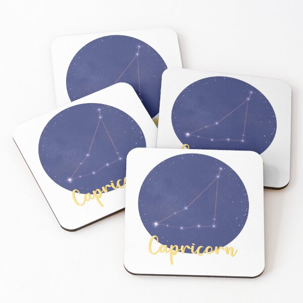Item preview, Capricorn star sign constellation design with Capricorn in yellow calligraphy underneath designed and sold by Jenny Romeril.