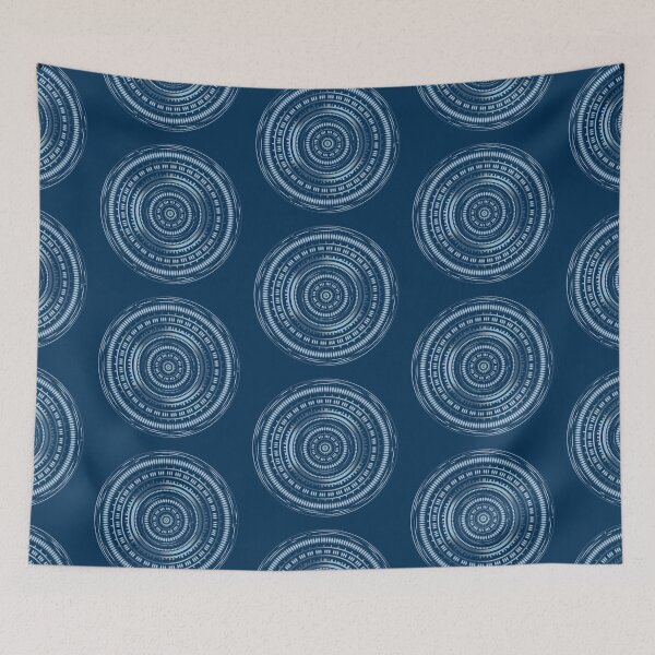 Item preview, Technical ring - technical mandala 1 - Dark blue background designed and sold by SparkleandSmile.