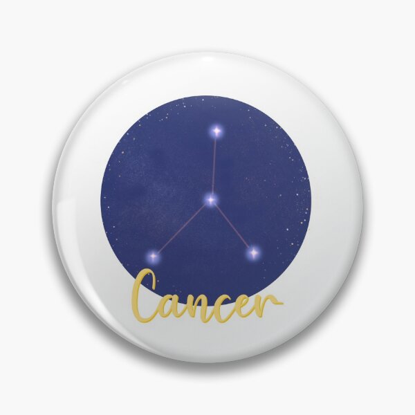 Item preview, Cancer star sign constellation design with Cancer in yellow calligraphy underneath designed and sold by Jenny Romeril.