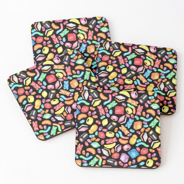 Item preview, Rainbow Diet - a colorful assortment of hand-drawn candy on black designed and sold by Perrin Le Feuvre.