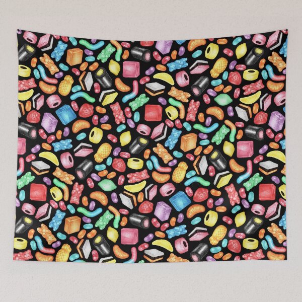 Item preview, Rainbow Diet - a colorful assortment of hand-drawn candy on black designed and sold by Perrin Le Feuvre.