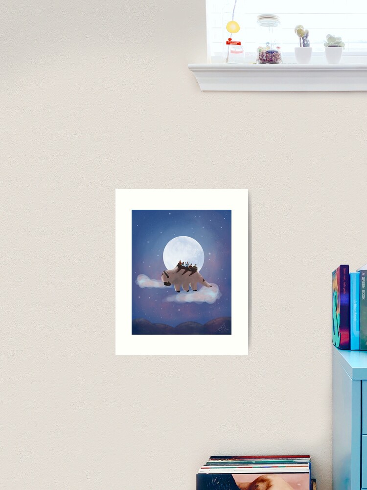 Thumbnail 2 of 3, Art Print, Appa and Team Avatar: Under the Moon designed and sold by ambarinazenab.