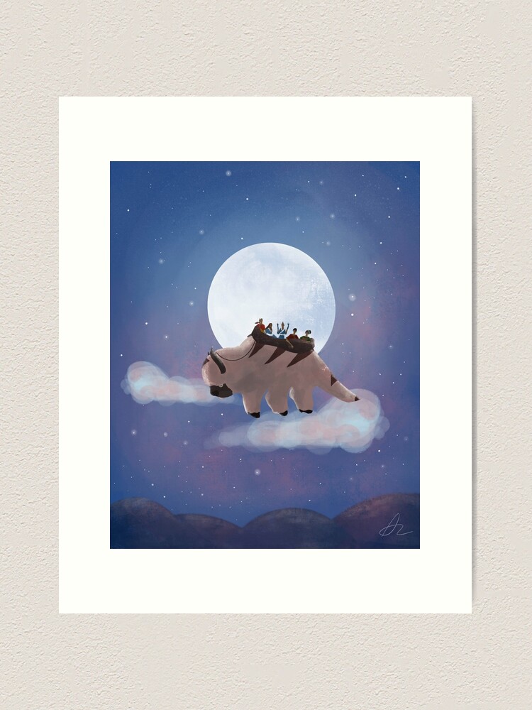Thumbnail 1 of 3, Art Print, Appa and Team Avatar: Under the Moon designed and sold by ambarinazenab.