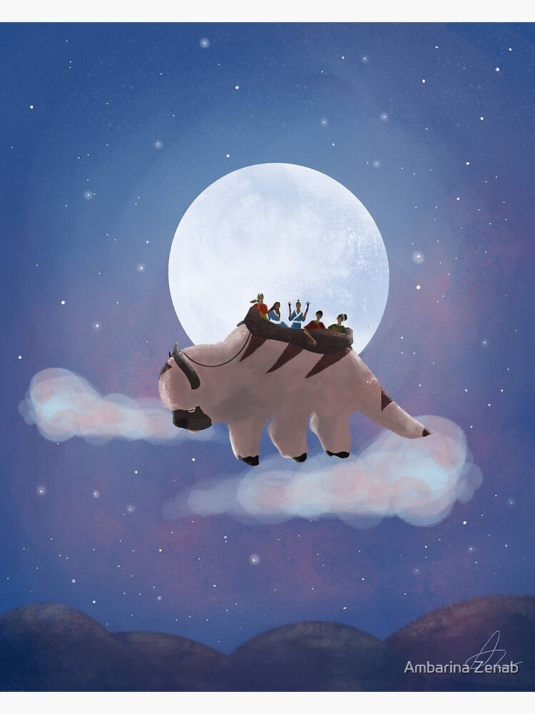 Appa And Team Avatar Under The Moon Postcard By Ambarinazenab Redbubble