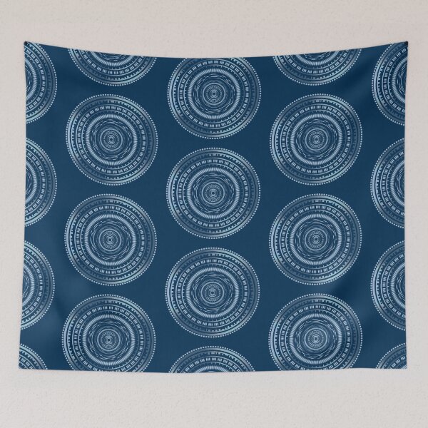 Item preview, Technical ring - technical mandala 2 - Dark blue background designed and sold by SparkleandSmile.