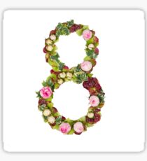 The number Eight Part of a set of letters, Numbers and symbols of the Alphabet made with flowers Sticker