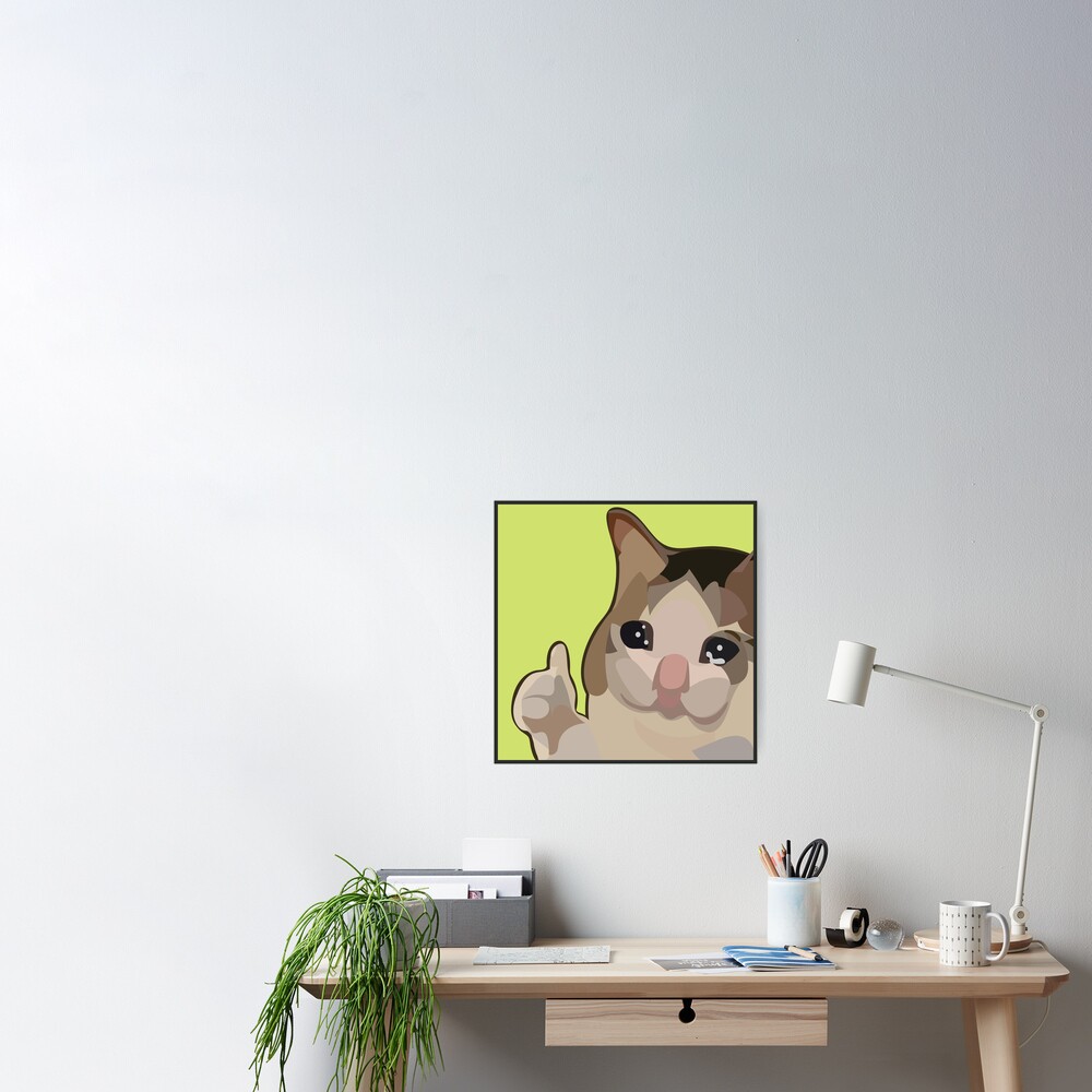 Poster Chat Triste Pouce En L Air Meme Par Dzsergio Redbubble