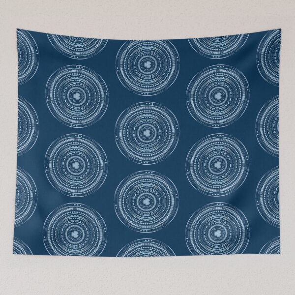 Item preview, Technical ring - technical mandala 4 - Dark blue background designed and sold by SparkleandSmile.