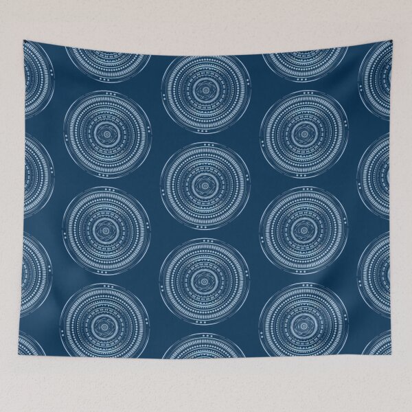 Item preview, Technical ring - technical mandala 5 - Dark blue background designed and sold by SparkleandSmile.