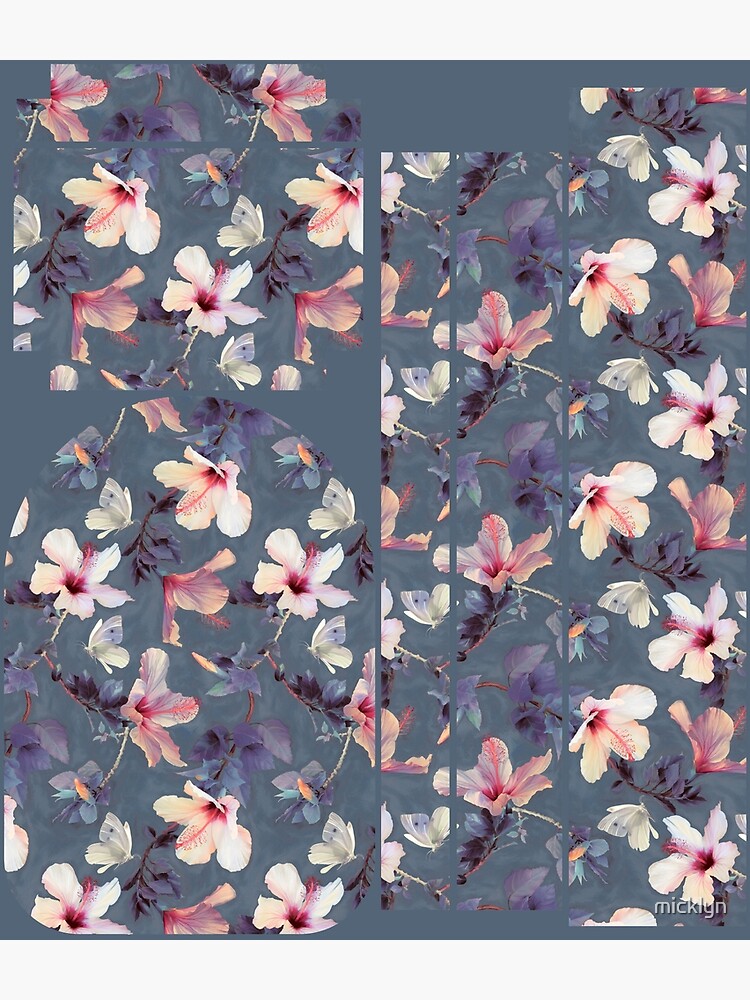 Butterflies and Hibiscus Flowers - a painted pattern by micklyn