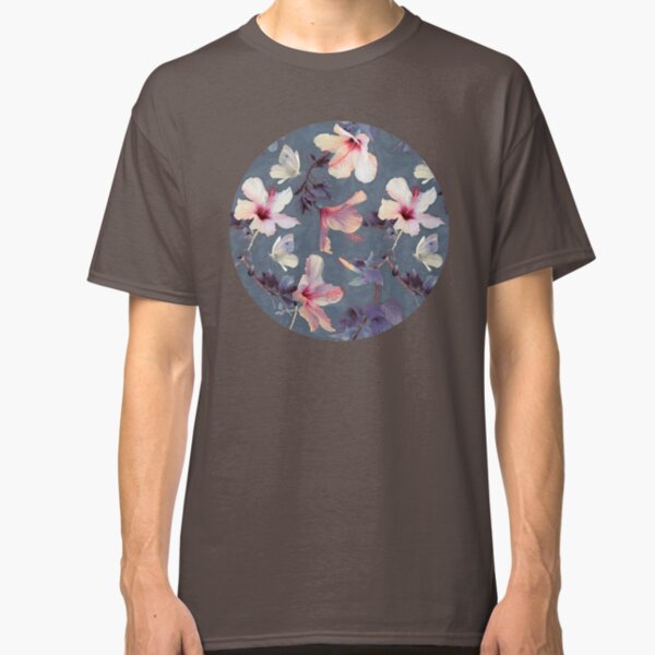 Butterflies and Hibiscus Flowers - a painted pattern Classic T-Shirt