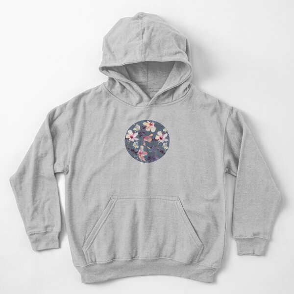 Butterflies and Hibiscus Flowers - a painted pattern Kids Pullover Hoodie