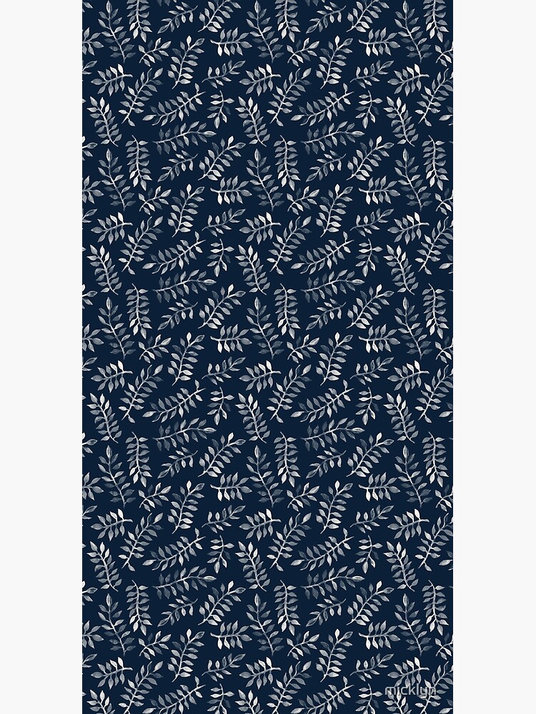 White Leaves on Navy - a hand painted pattern by micklyn