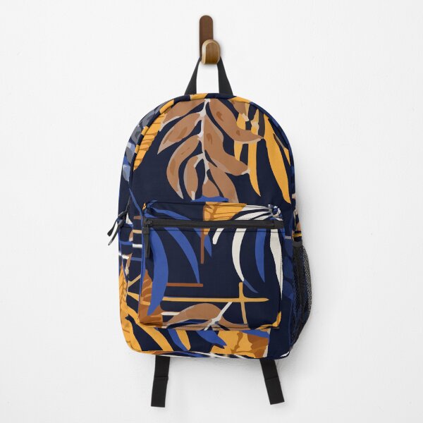 Abstract navy pattern with tropical leaves Backpack